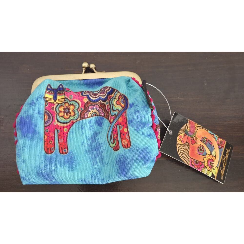Laurel Burch Bohemian Whiskers Coin Purse Kiss Lock Colorful Whimsical